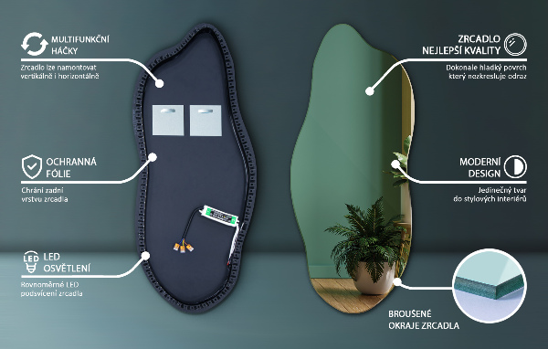 Nepravidelne led zrkadlo 35x80 cm