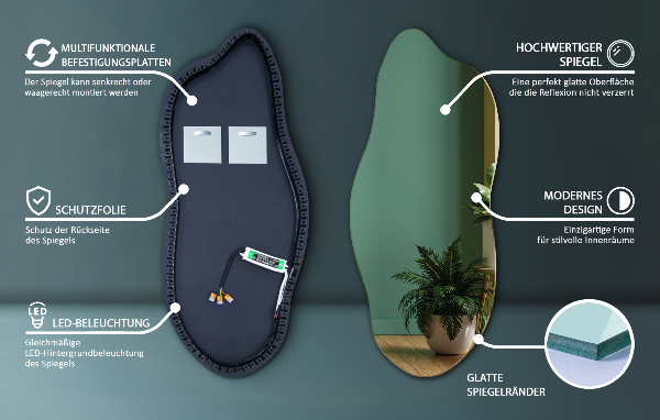 Nepravidelne led zrkadlo 45x100 cm