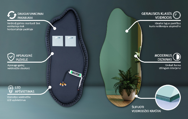 Nepravidelne led zrkadlo 45x100 cm