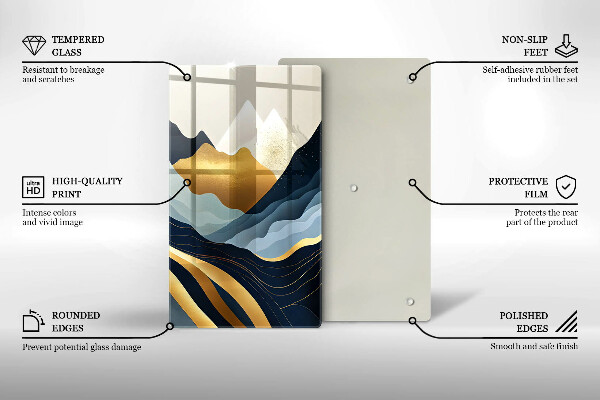 Kuchynská doska veľká zo skla Abstraktné hory