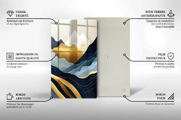 Kuchynská doska veľká zo skla Abstraktné hory