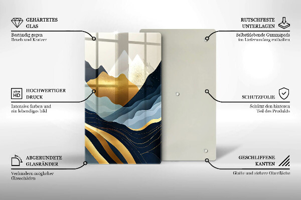 Kuchynská doska veľká zo skla Abstraktné hory