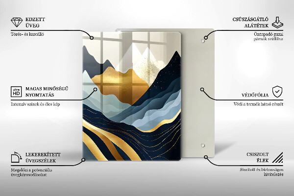 Kuchynská doska veľká zo skla Abstraktné hory