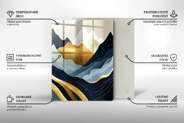 Kuchynská doska veľká zo skla Abstraktné hory