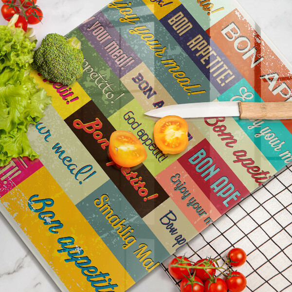 Kuchynská doska veľká zo skla Titulky Jazyky dobrej chuti