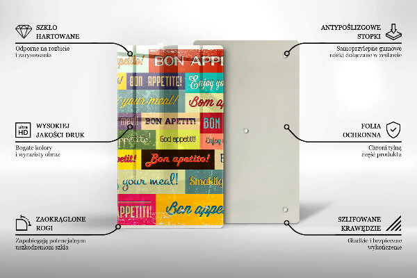 Kuchynská doska veľká zo skla Titulky Jazyky dobrej chuti