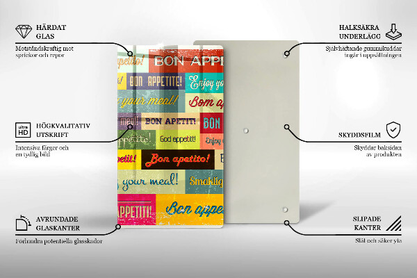 Kuchynská doska veľká zo skla Titulky Jazyky dobrej chuti