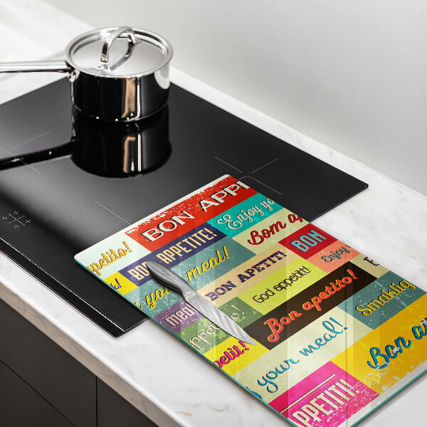 Kuchynská doska veľká zo skla Titulky Jazyky dobrej chuti