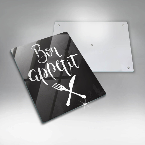 Kuchynská doska veľká zo skla Bon appetit nápis