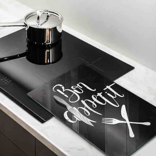 Kuchynská doska veľká zo skla Bon appetit nápis