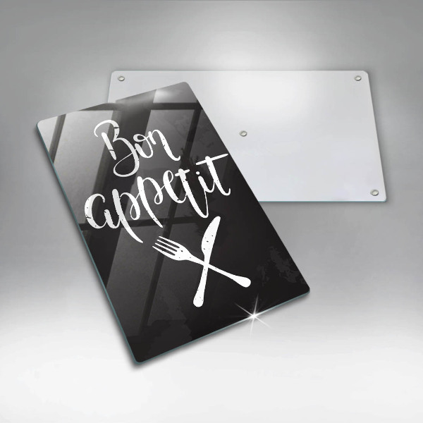 Kuchynská doska veľká zo skla Bon appetit nápis