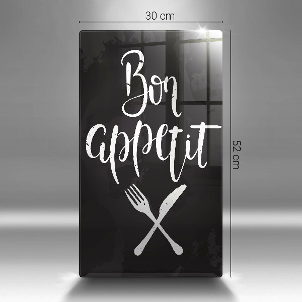 Kuchynská doska veľká zo skla Bon appetit nápis