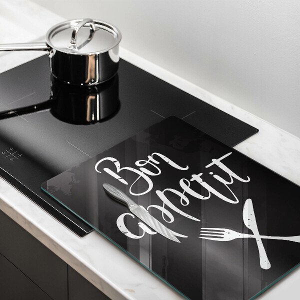 Kuchynská doska veľká zo skla Bon appetit nápis