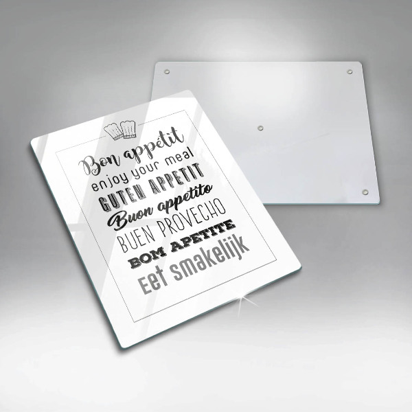 Kuchynská doska veľká zo skla Nápis do kuchyne hovorí