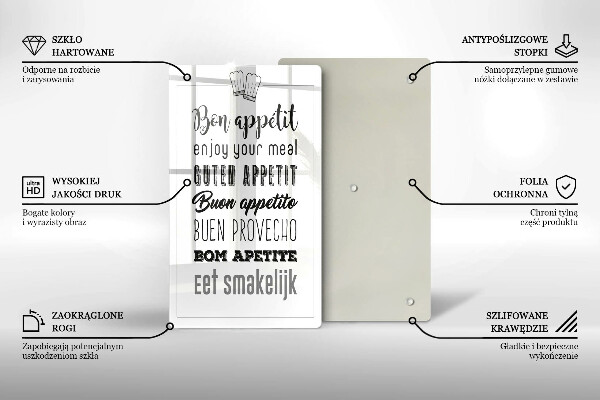 Kuchynská doska veľká zo skla Nápis do kuchyne hovorí