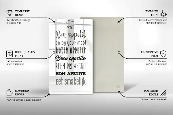 Kuchynská doska veľká zo skla Nápis do kuchyne hovorí