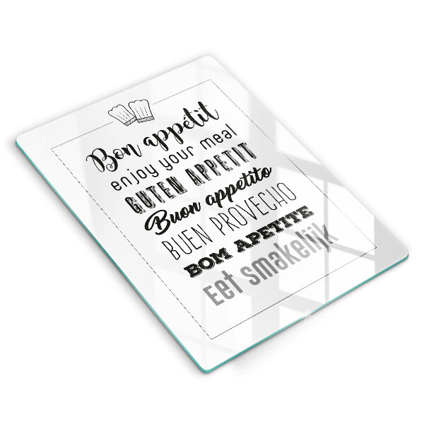 Kuchynská doska veľká zo skla Nápis do kuchyne hovorí