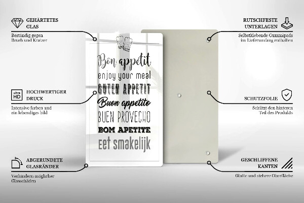 Kuchynská doska veľká zo skla Nápis do kuchyne hovorí