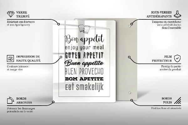 Kuchynská doska veľká zo skla Nápis do kuchyne hovorí