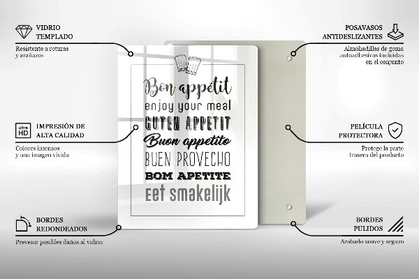 Kuchynská doska veľká zo skla Nápis do kuchyne hovorí