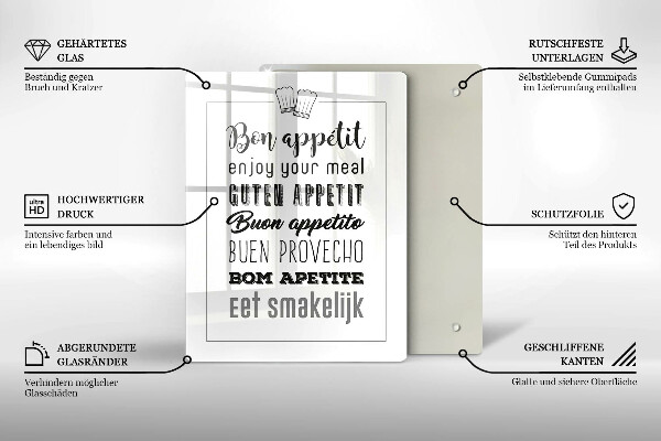 Kuchynská doska veľká zo skla Nápis do kuchyne hovorí
