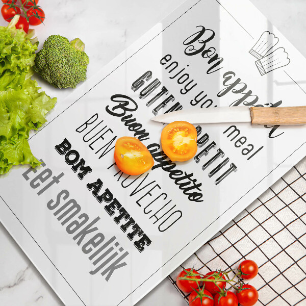 Kuchynská doska veľká zo skla Nápis do kuchyne hovorí