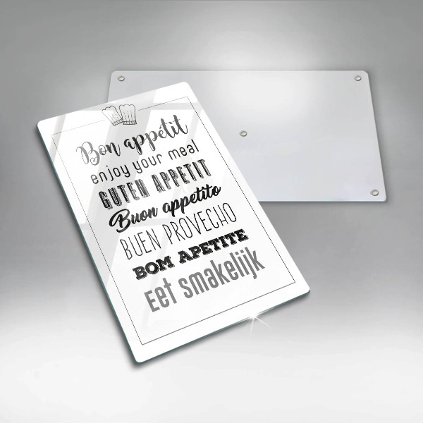 Kuchynská doska veľká zo skla Nápis do kuchyne hovorí