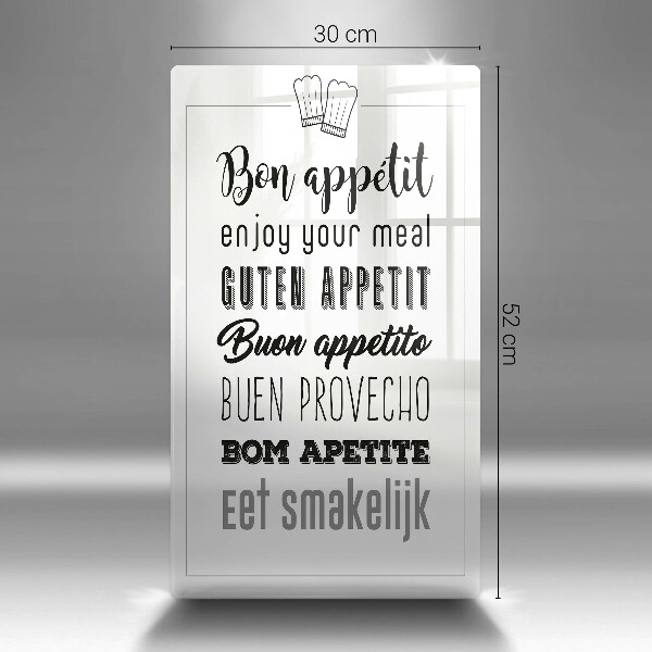 Kuchynská doska veľká zo skla Nápis do kuchyne hovorí