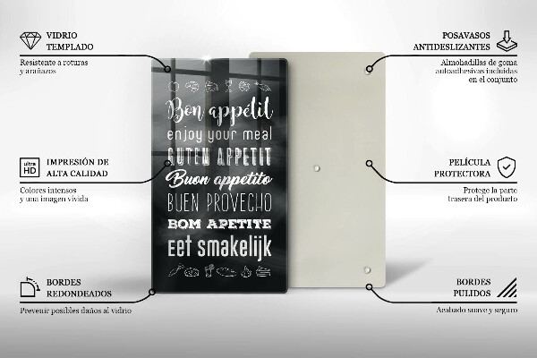 Kuchynská doska veľká zo skla Nápis do kuchyne hovorí