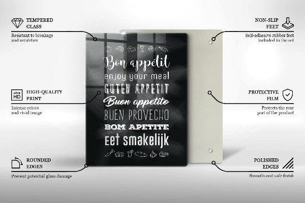 Kuchynská doska veľká zo skla Nápis do kuchyne hovorí