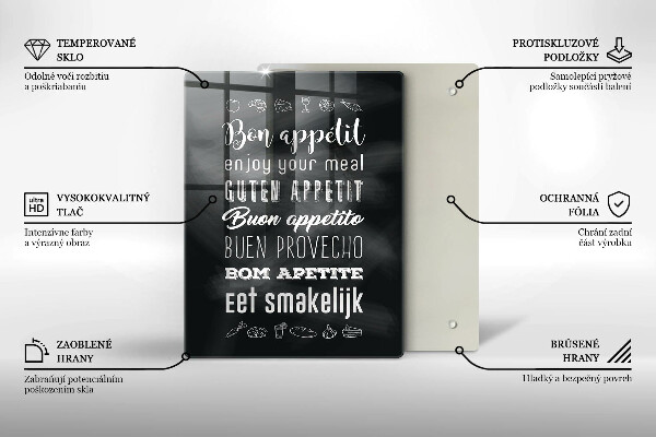 Kuchynská doska veľká zo skla Nápis do kuchyne hovorí