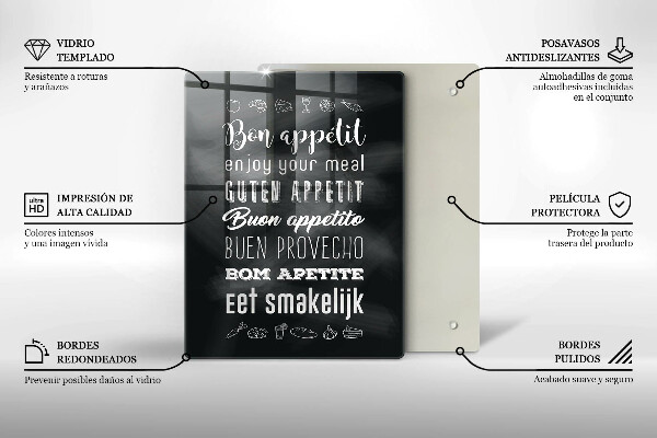 Kuchynská doska veľká zo skla Nápis do kuchyne hovorí