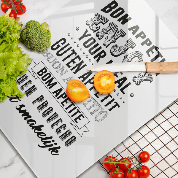 Kuchynská doska veľká zo skla Nápis do kuchyne veta