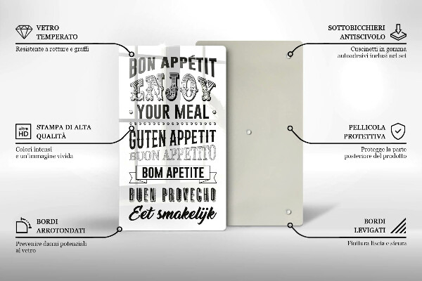Kuchynská doska veľká zo skla Nápis do kuchyne veta