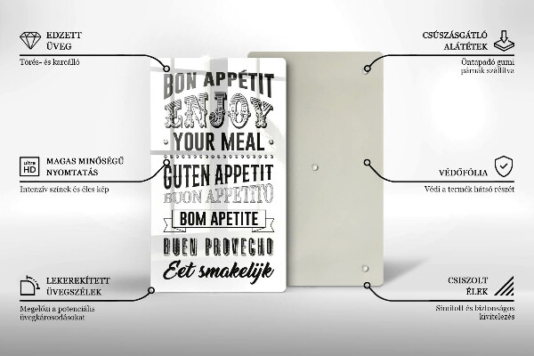 Kuchynská doska veľká zo skla Nápis do kuchyne veta