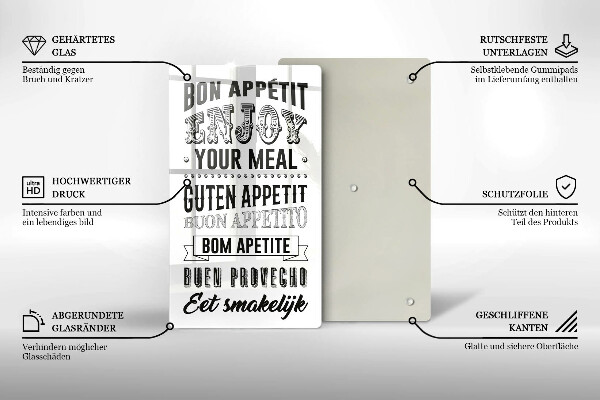 Kuchynská doska veľká zo skla Nápis do kuchyne veta