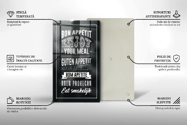 Kuchynská doska veľká zo skla Nápis do kuchyne veta