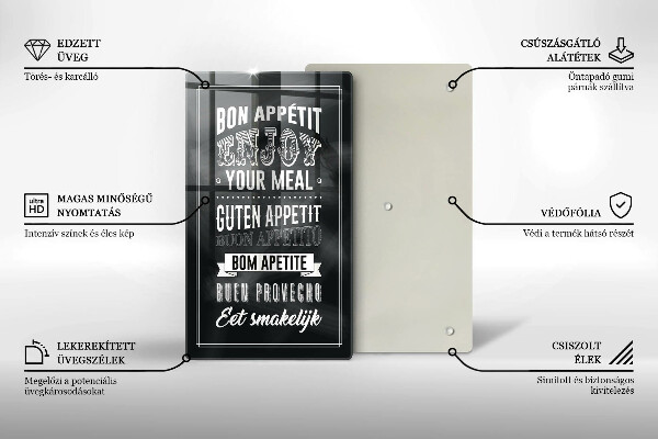 Kuchynská doska veľká zo skla Nápis do kuchyne veta