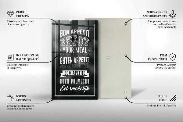 Kuchynská doska veľká zo skla Nápis do kuchyne veta