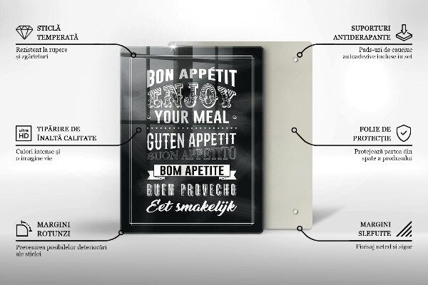 Kuchynská doska veľká zo skla Nápis do kuchyne veta