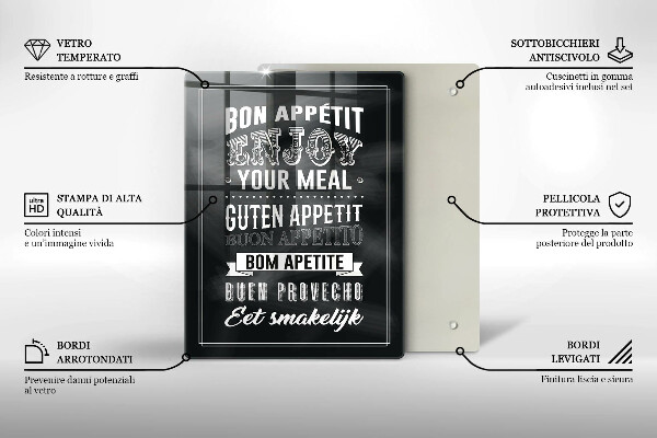 Kuchynská doska veľká zo skla Nápis do kuchyne veta