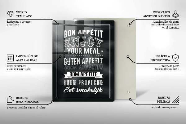 Kuchynská doska veľká zo skla Nápis do kuchyne veta