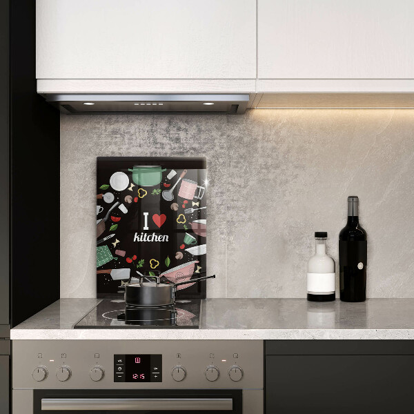 Kuchynská doska veľká zo skla I love kitchen