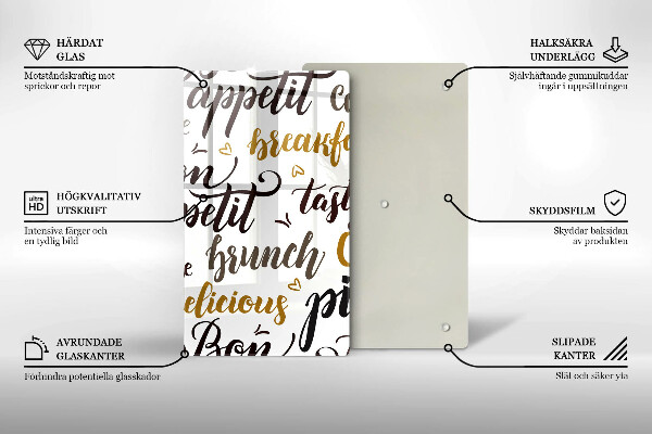 Kuchynská doska veľká zo skla Bon appetit