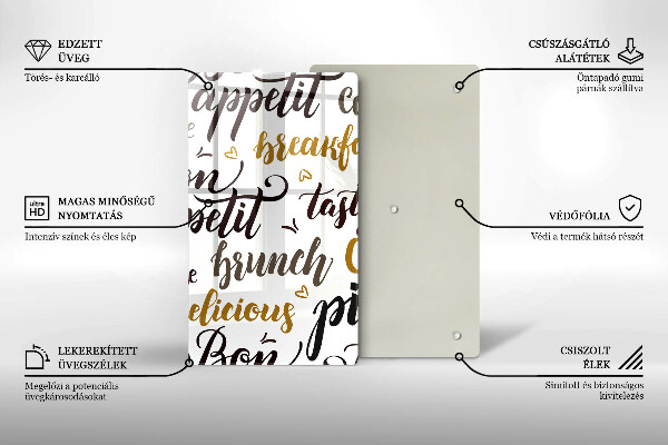 Kuchynská doska veľká zo skla Bon appetit