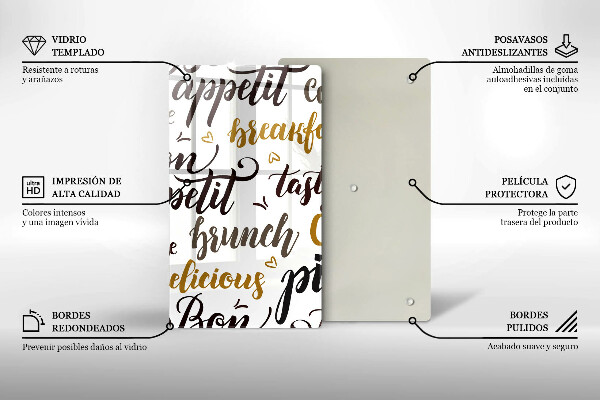 Kuchynská doska veľká zo skla Bon appetit