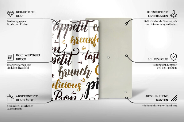 Kuchynská doska veľká zo skla Bon appetit