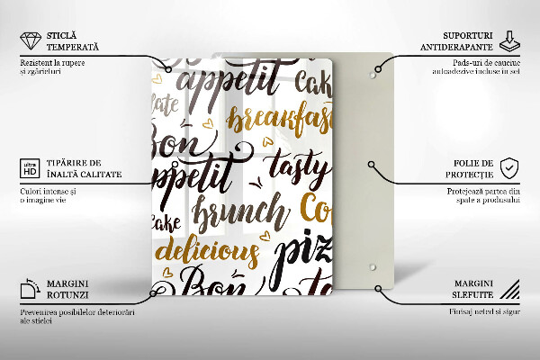 Kuchynská doska veľká zo skla Bon appetit