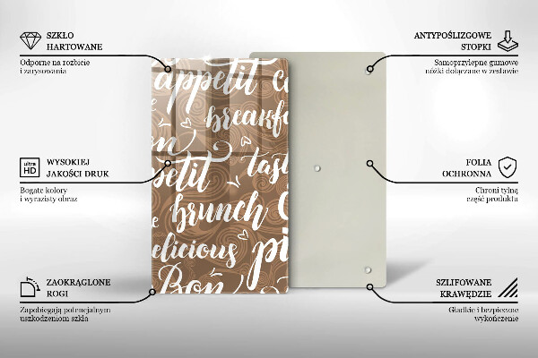 Kuchynská doska veľká zo skla Bon appetit