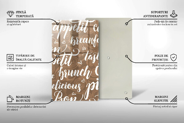 Kuchynská doska veľká zo skla Bon appetit